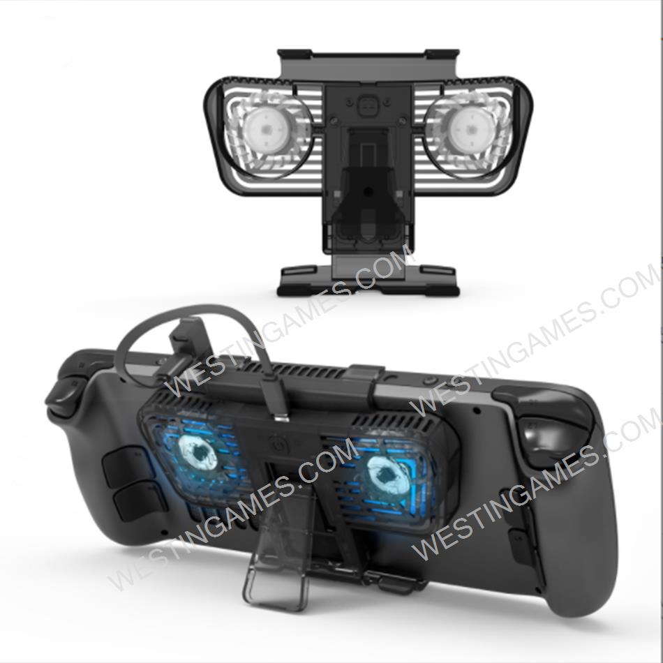 RGB Cooling Fan with Kickstand and Dual Type-c USB Port Charging Adapter for SteamDeck/Switch/OLED Console 02