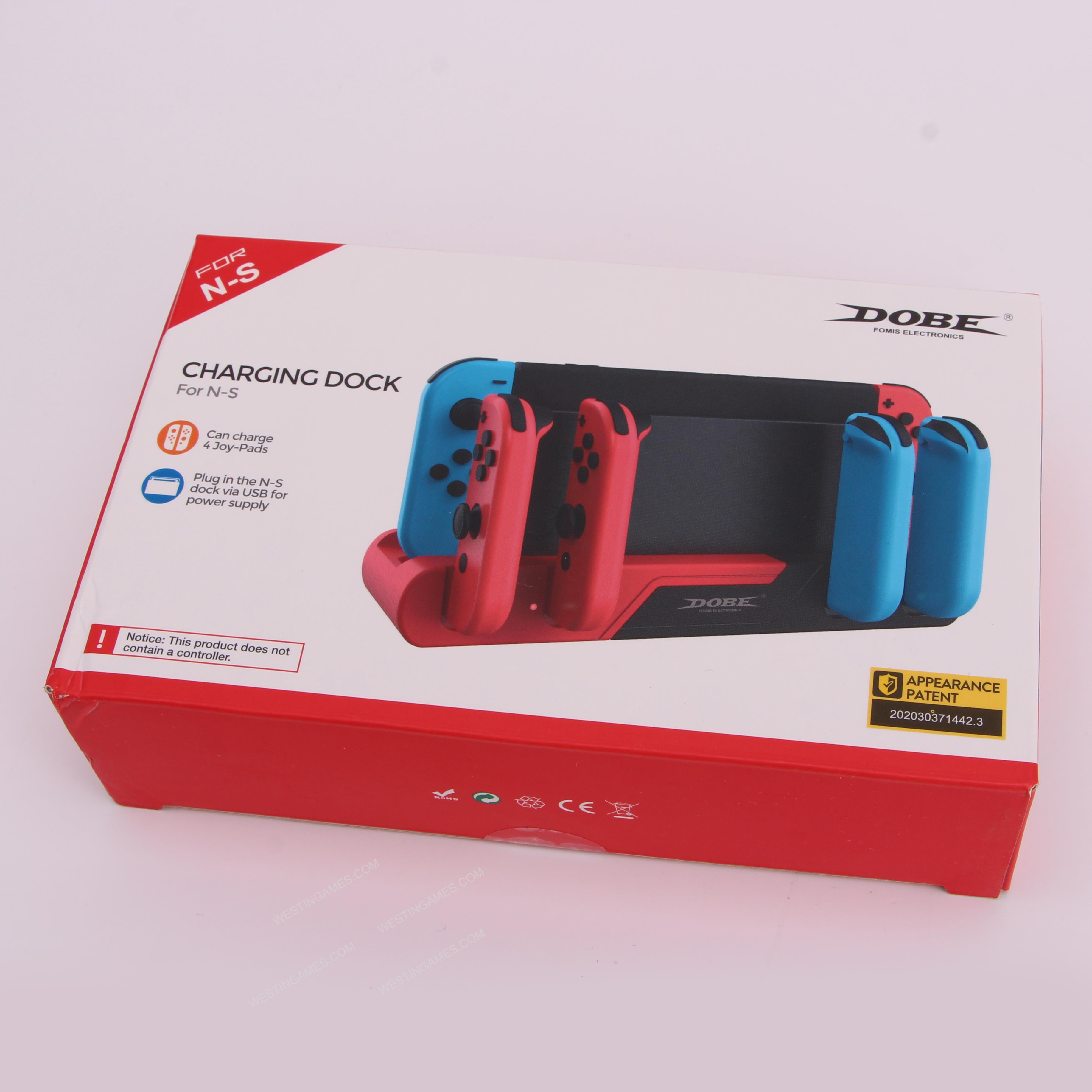 TNS-0122B Charger Charging Dock Stand Station Holder for Switch and oled Joy-Con Game Console Red-Black