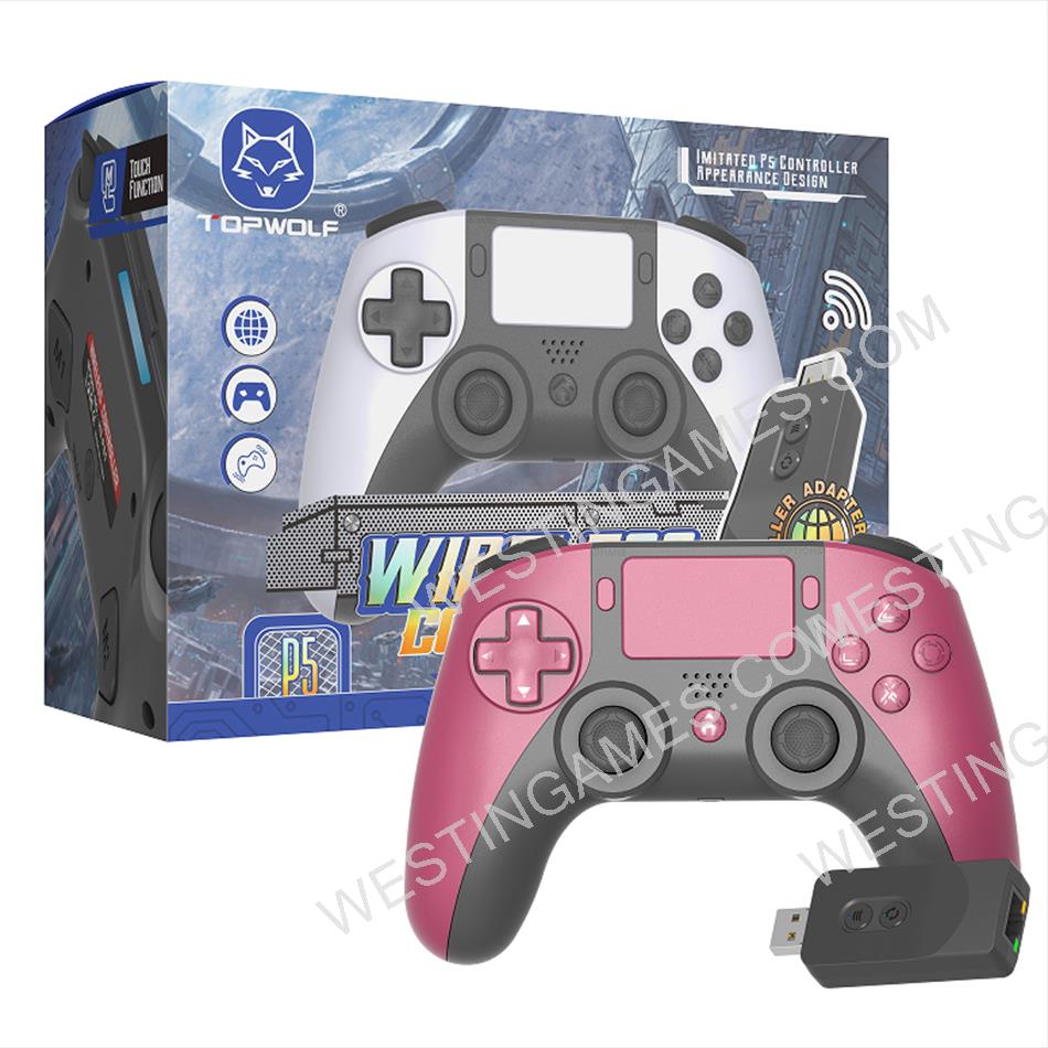 Wireless Gamepad Controller with Adapter 2 Back Key for PS5 Red