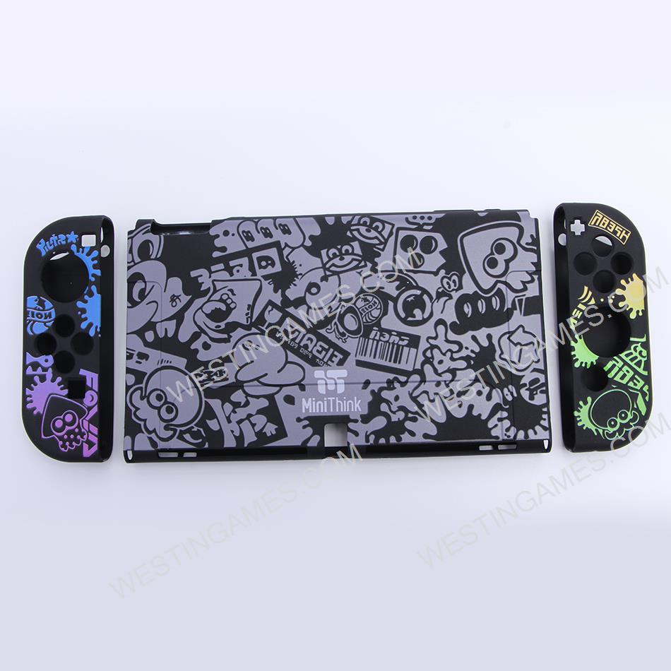 Soft TPU Grip Carton Case and Ergonomic Shock-Absorption Cover for switch OLED Splatoon 3
