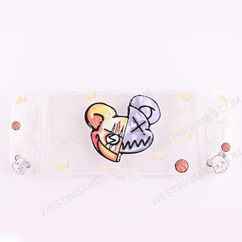 Soft Clear tpu+PC Grip Case and Ergonomic Shock-Absorption Flip Cover for switch OLED - Gloomy bear