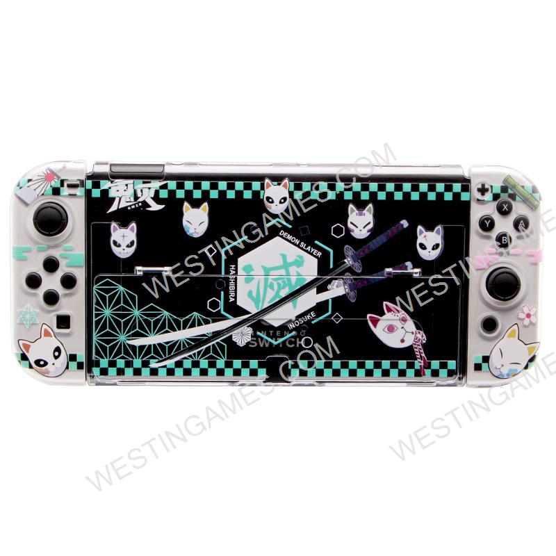 Soft Clear tpu+PC Grip Case and Ergonomic Shock-Absorption Flip Cover for switch OLED - Demon Slayer