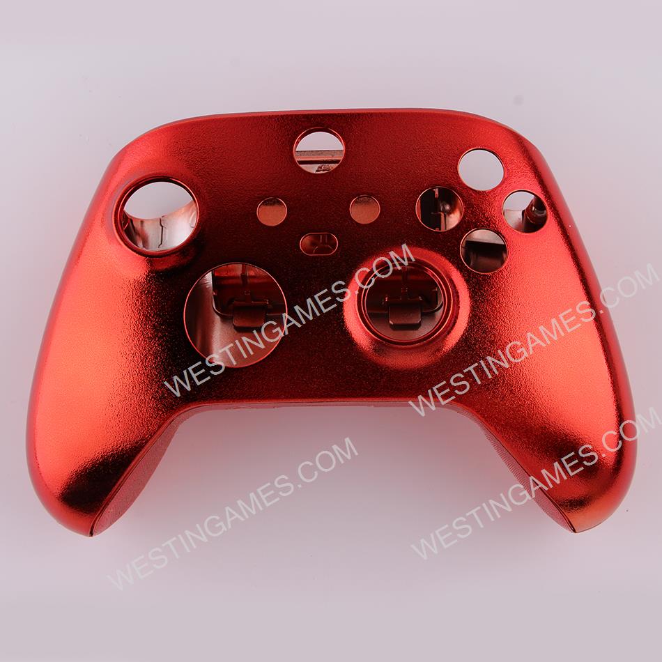 Replacement Mirror Chrome Top and Bottom Housing Shell Case for XBOX Series Controller - Red