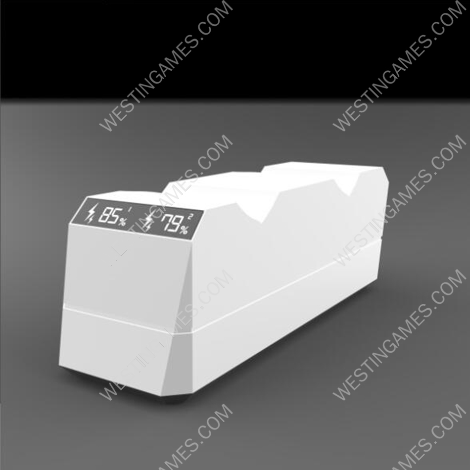 Dual Charging Fast Charger Dock Station with LED Screen for PS5 Controller White