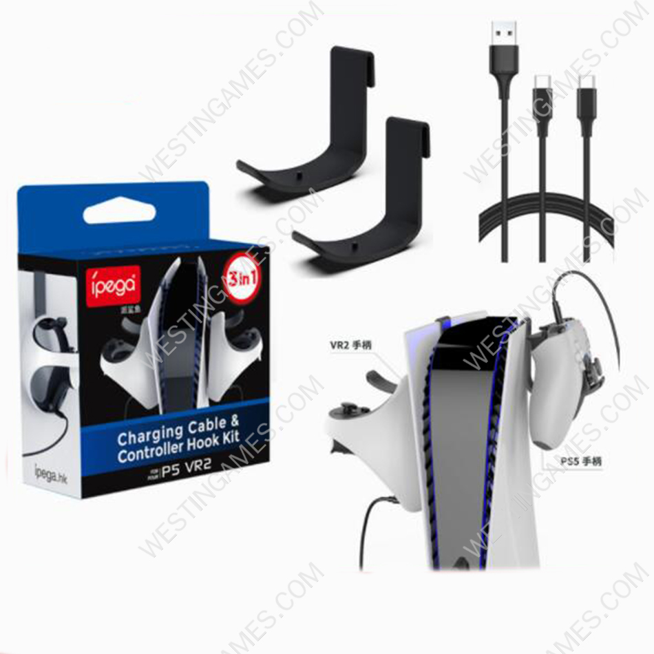 2 In 1 USB-C Charging Cable with Controller Stand Hook Kit PG-P5V006 for PS5 VR2