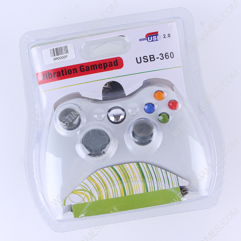 USB 2.0 X360 Shape Dual Shock Vibration Gamepad Controller for PC / Desktop / Laptop - White