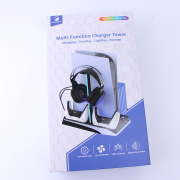 Multifunctional Cooling Stand with Cooler Discs Slot and Controller Charging Dock RGB Light for PS5