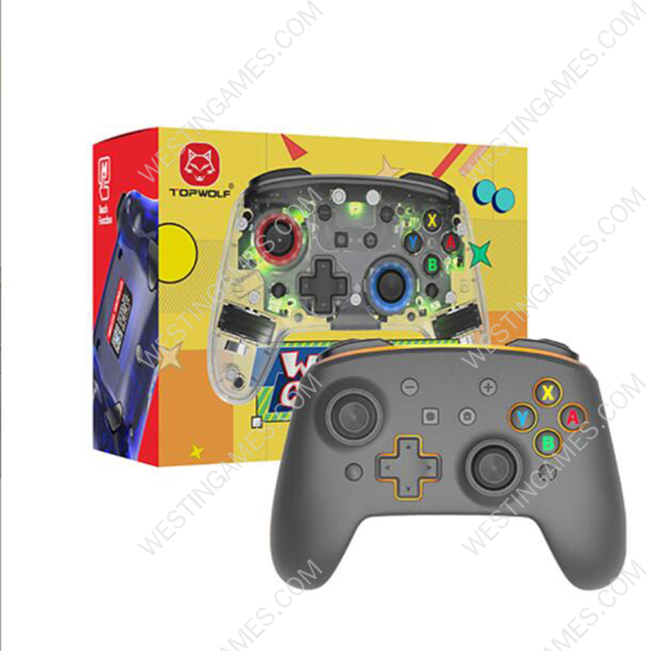 Wireless Gampad Controller with RGB Light and Rear Button Key for Switch OLED and Steam Black