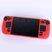 Game Console Case Soft Silicone Protective Cover Anti-Scratch Shockproof with Analog Grip for Steam Deck - Red 03