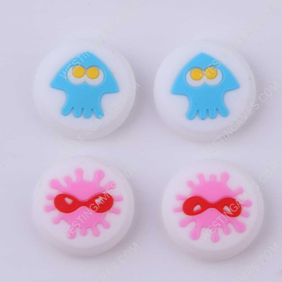 New 2in1 Thumb Grips Analog Caps Silicone Rubber For NS switch Joy-con - Splatoon