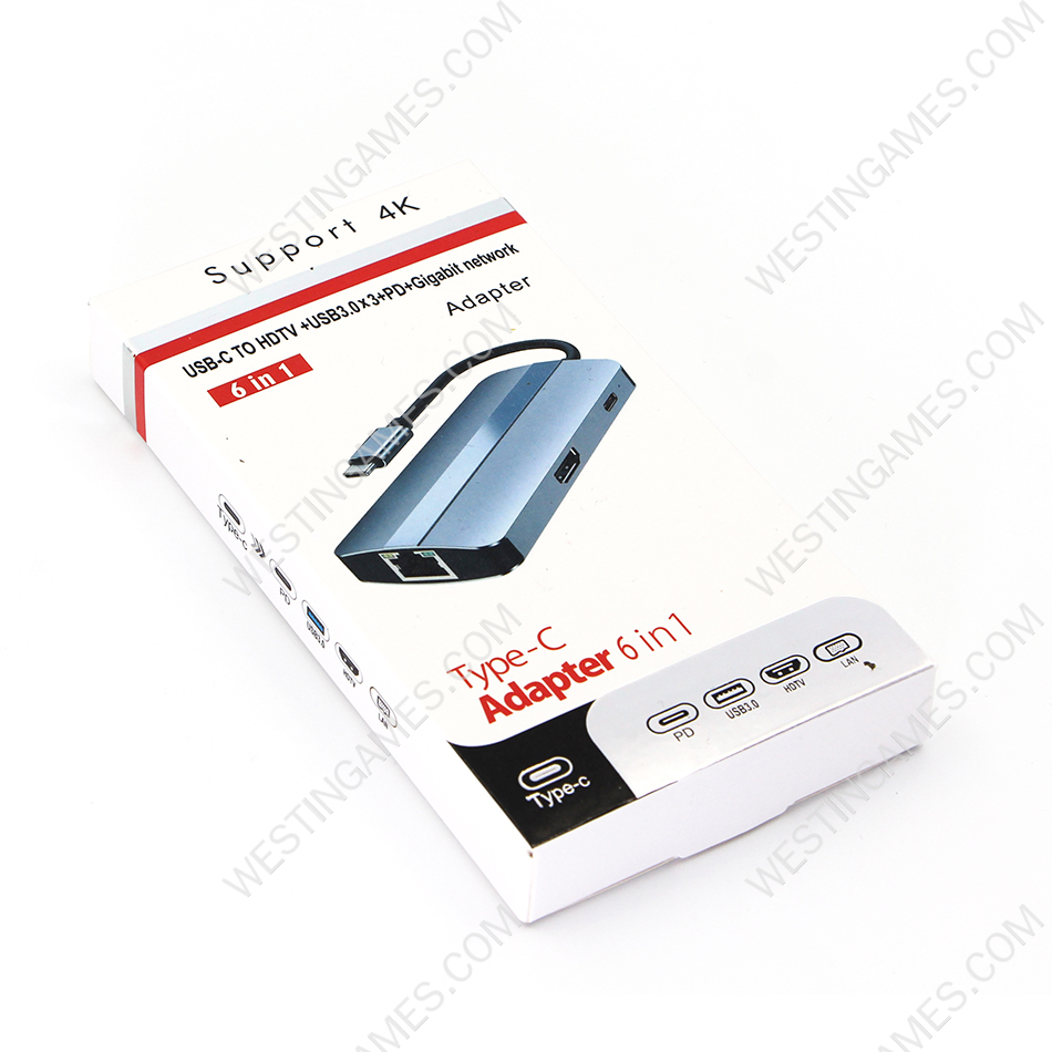 6in1 Docking Station Quick Transmission Multi-purpose Plug Play Gigabit Network USB3.0 USB2.0 TF/SD-card Hub for Laptop Switch and Steam Deck