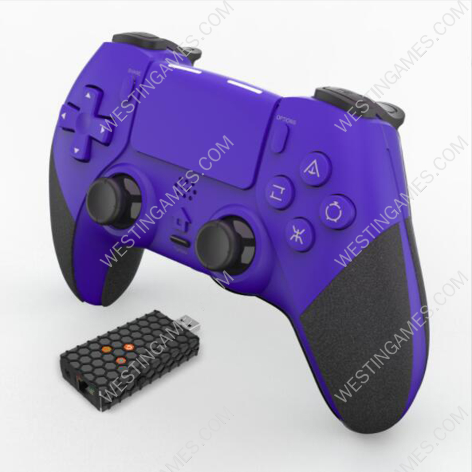Wireless Gamepad Controller with Adapter and Back Key for PS5 Games Purple