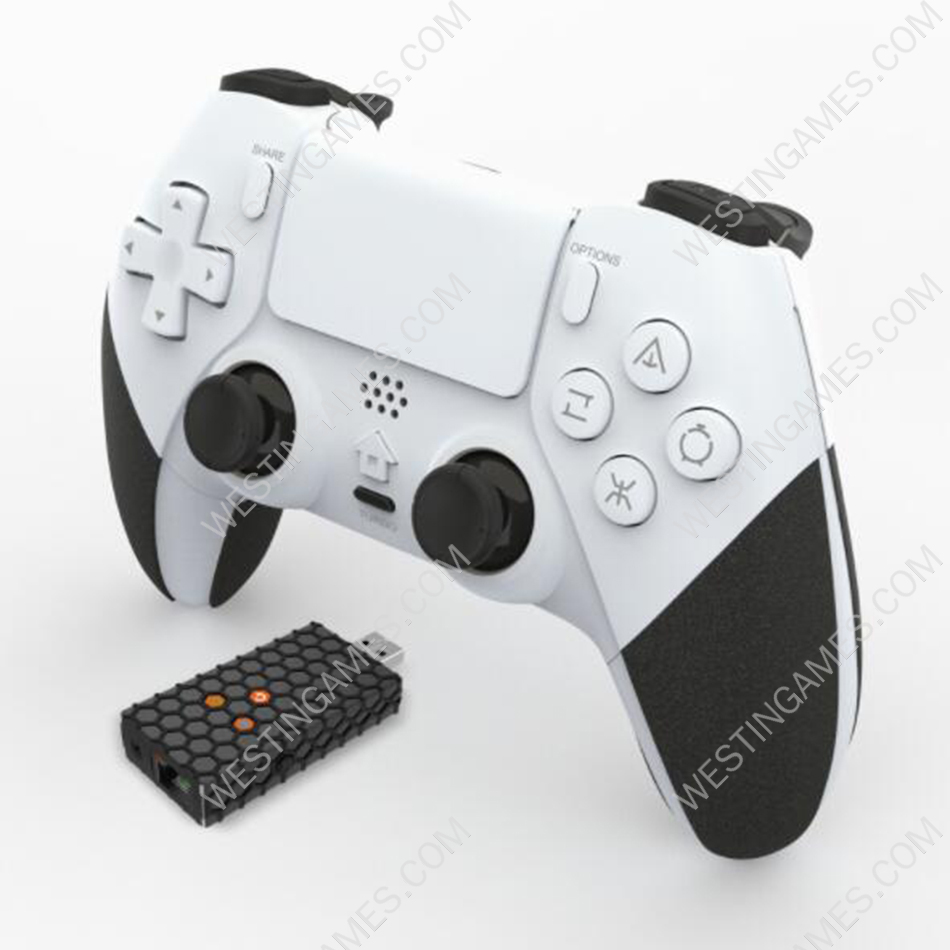 Wireless Gamepad Controller with Adapter and Back Key for PS5 Games White