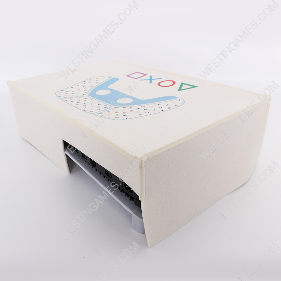 Horizontal White Protective Dust Prevent Cover Sleeve for PS5 Console - PS Logo 03