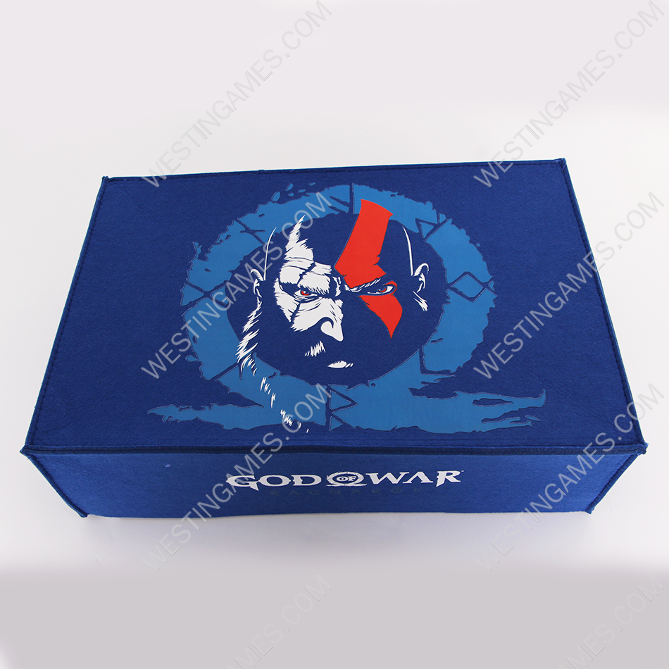 Horizontal Blue Protective Dust Prevent Cover Sleeve for PS5 Console - God of War 02