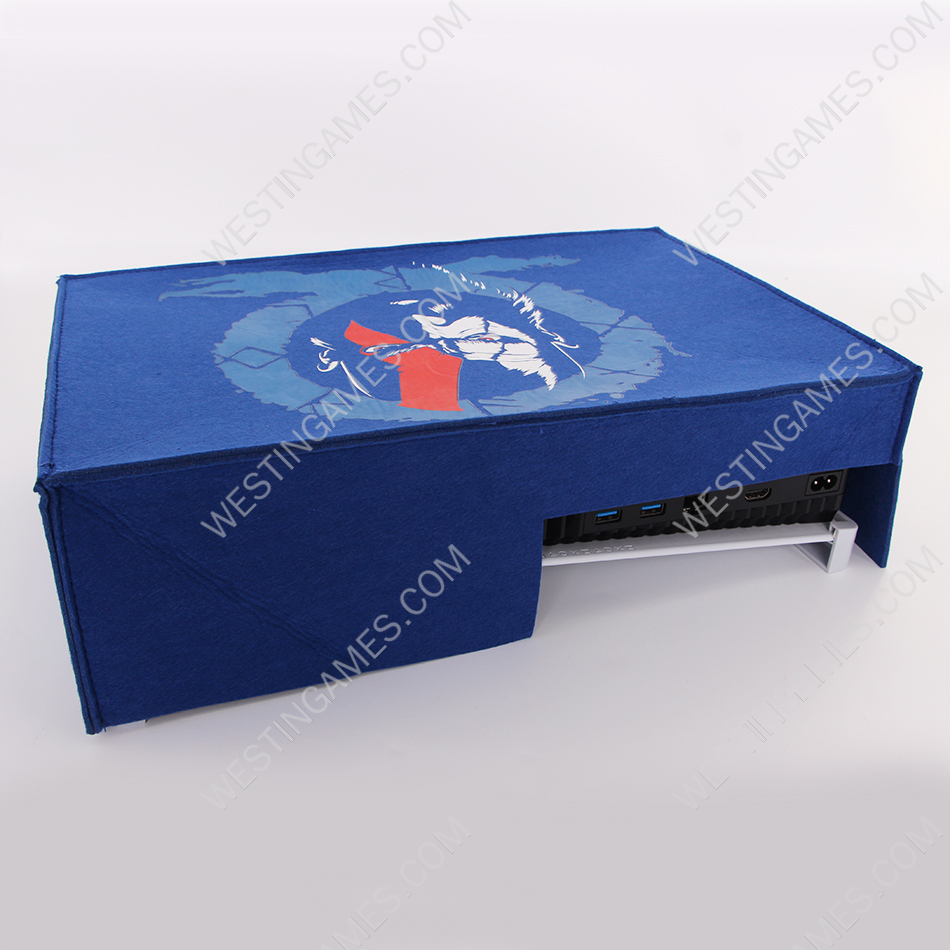 Horizontal Blue Protective Dust Prevent Cover Sleeve for PS5 Console - God of War 05