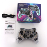 Wireless Game Controller RGB Glare Game Hand Joystick Computer and Phone Game Controller for Switch PS3/PC Transparent White 06