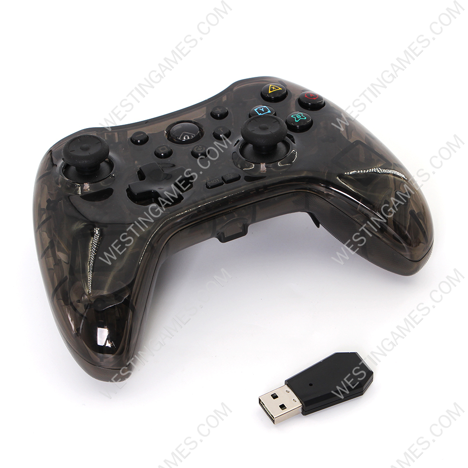 Wireless Game Controller RGB Glare Game Hand Joystick Controller with USB Receiver for Switch PS3/PC/TV BOX Transparent White