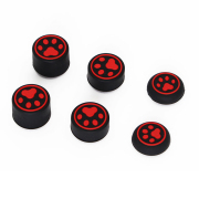 Cute Cat Claw 8pcs Silicone Analog Thumb Grips Caps for Xbox One/S/Series X S/PS5/PS4/Switch Pro Gamepad Black-Red Feet