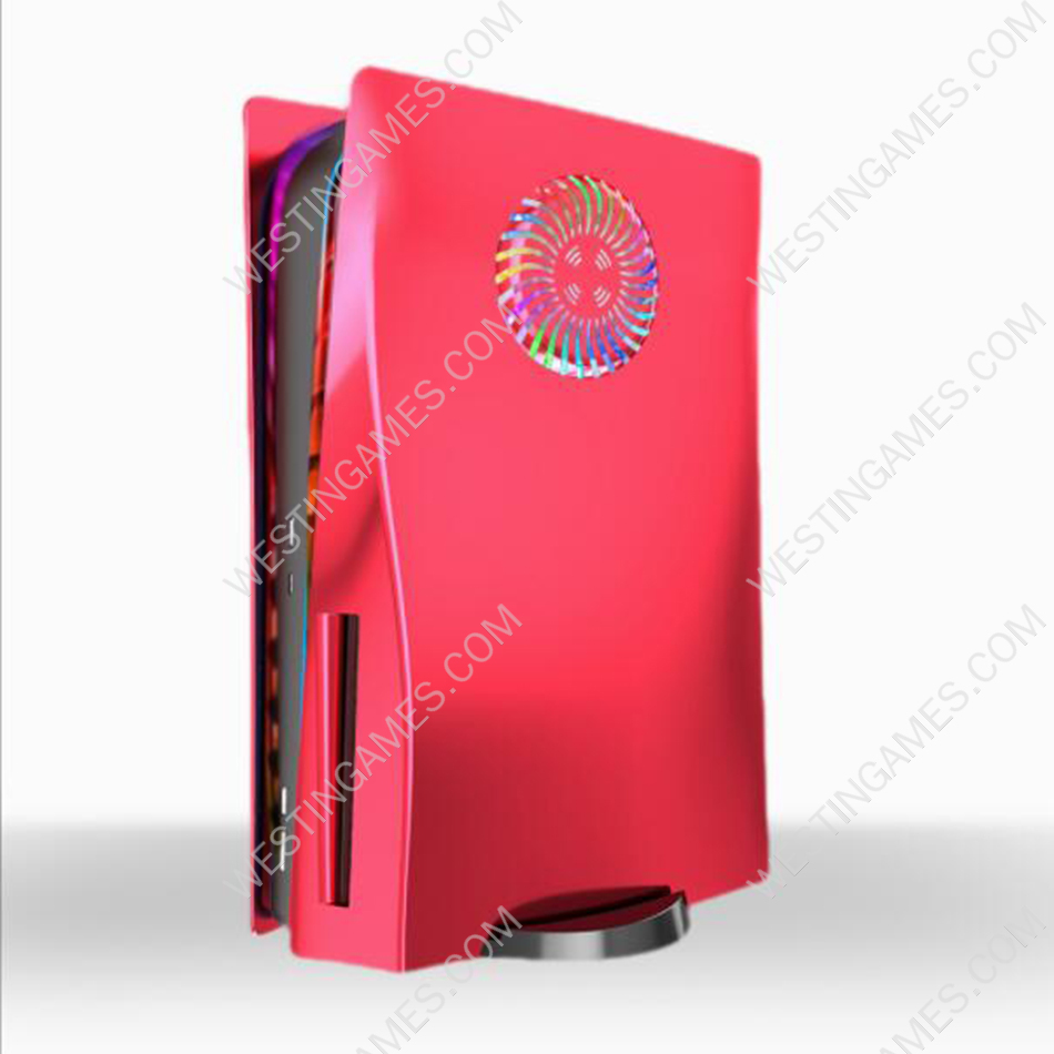 Mirror Chrome Replacement Housing Case Faceplate Cover with Vented Circle Design for PS5 HUD System - Red