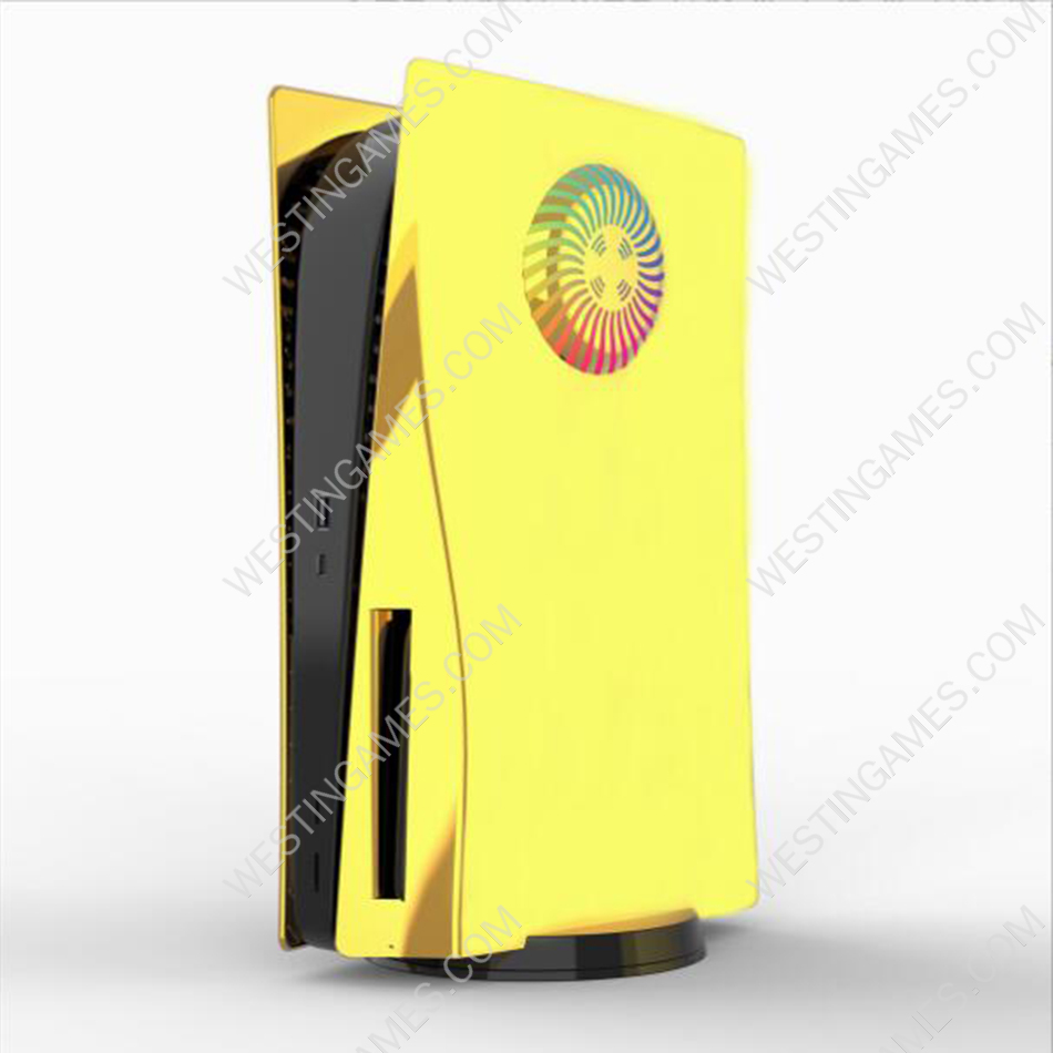 Mirror Chrome Replacement Housing Case Faceplate Cover with Vented Circle Design for PS5 HUD System - Gold