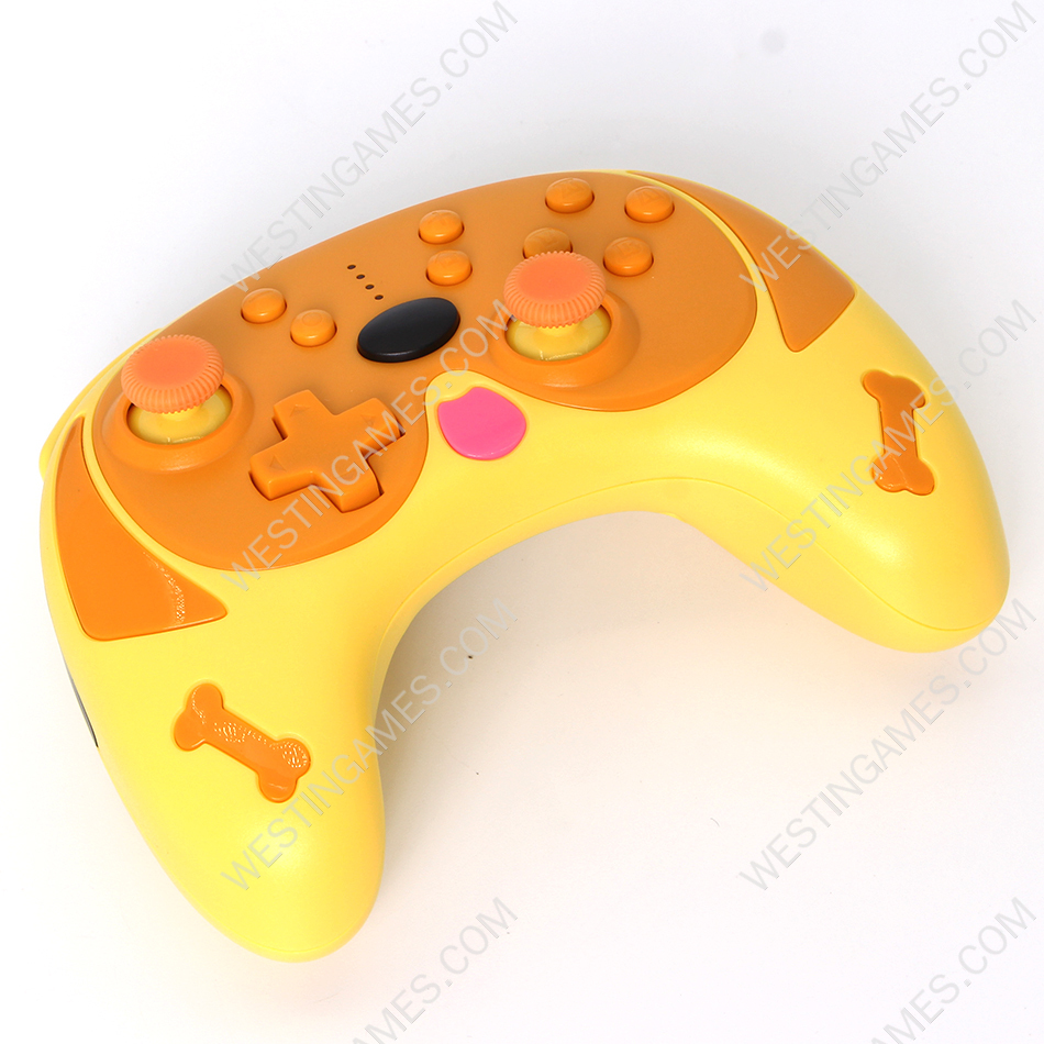 Pekingese Theme Bluetooth Wireless Handheld Pro Gamepad Controller with Wakeup for Switch Yellow