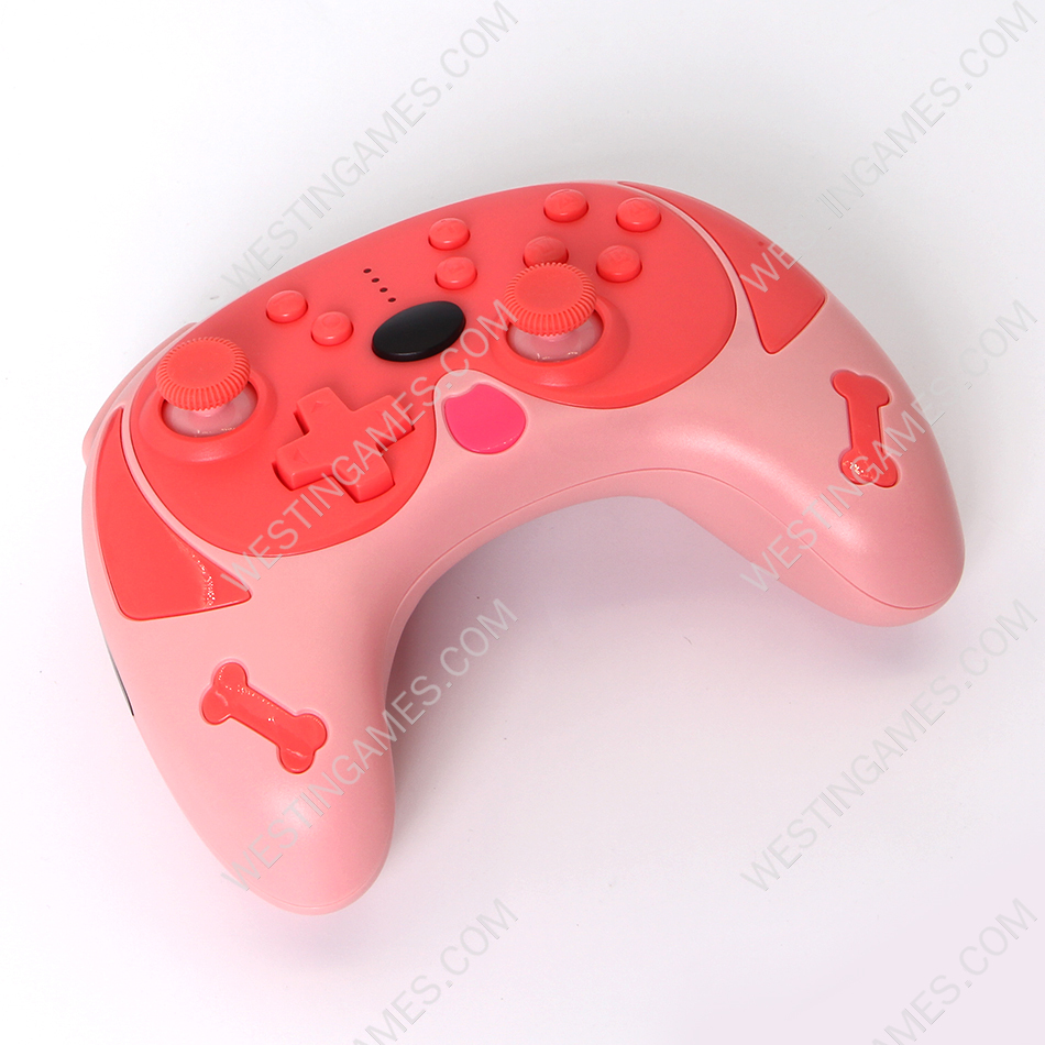 Pekingese Theme Bluetooth Wireless Handheld Pro Gamepad Controller with Wakeup for Switch Pink