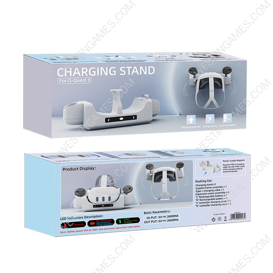VR Glasses Handle Charging Base Dedicated Cradle Contact Charger Stand Support Wall Bracket for Oculus quest 3