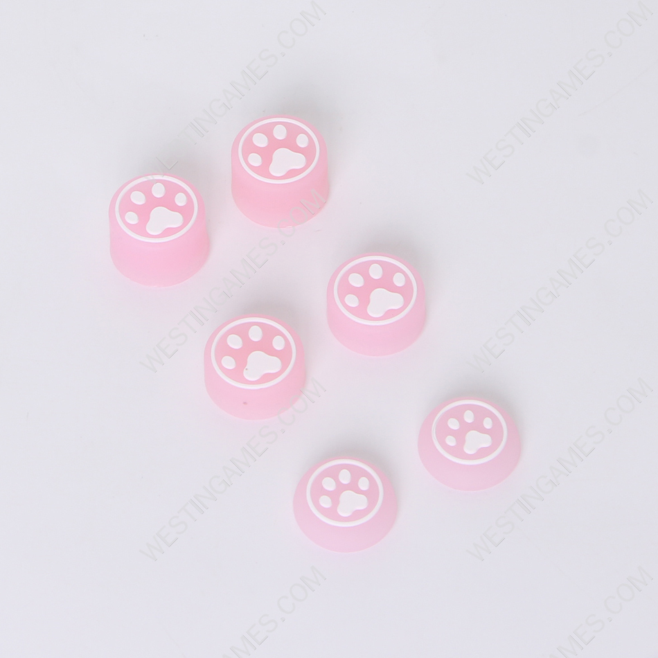 Cute Cat Claw Feet Night Light 8pcs Silicone Analog Thumb Grips Caps for Xbox One/S/Series X S/PS5/PS4/Switch Pro Gamepad Light Pink