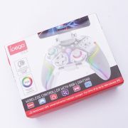 RGB Wireless Game Controller Dual Motor Vibration Turbo Bluetooth Gamepad iPEGA PG-9666 for Switch PS3/PS4 Android iOS PC - White