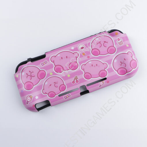 Integrated Soft tpu Handle Grip Cover Case with 6 Aanalog Grips for Switch lite - Pink Kirby