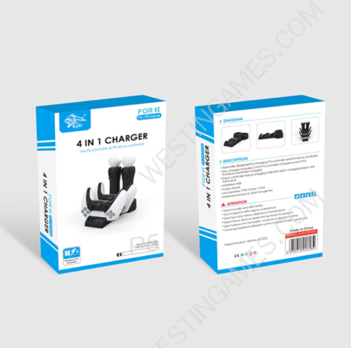4in1 Dual Gamepad Charging Dock Station for PS5 Wireless Gamepad and Move Controller