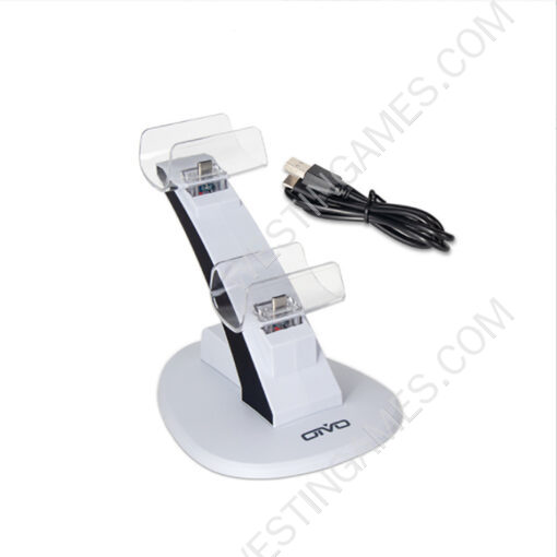 Dual Controller Power Charging Stand with Blue Light IV-P5234 For ps5 Dualsense Wireless Controller White