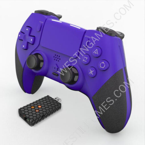 Wireless Gamepad Controller with Adapter and Back Key for PS5 Games Purple