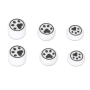 Cute Cat Claw 8pcs Silicone Analog Thumb Grips Caps for Xbox One/S/Series X S/PS5/PS4/Switch Pro Gamepad White-Black Feet