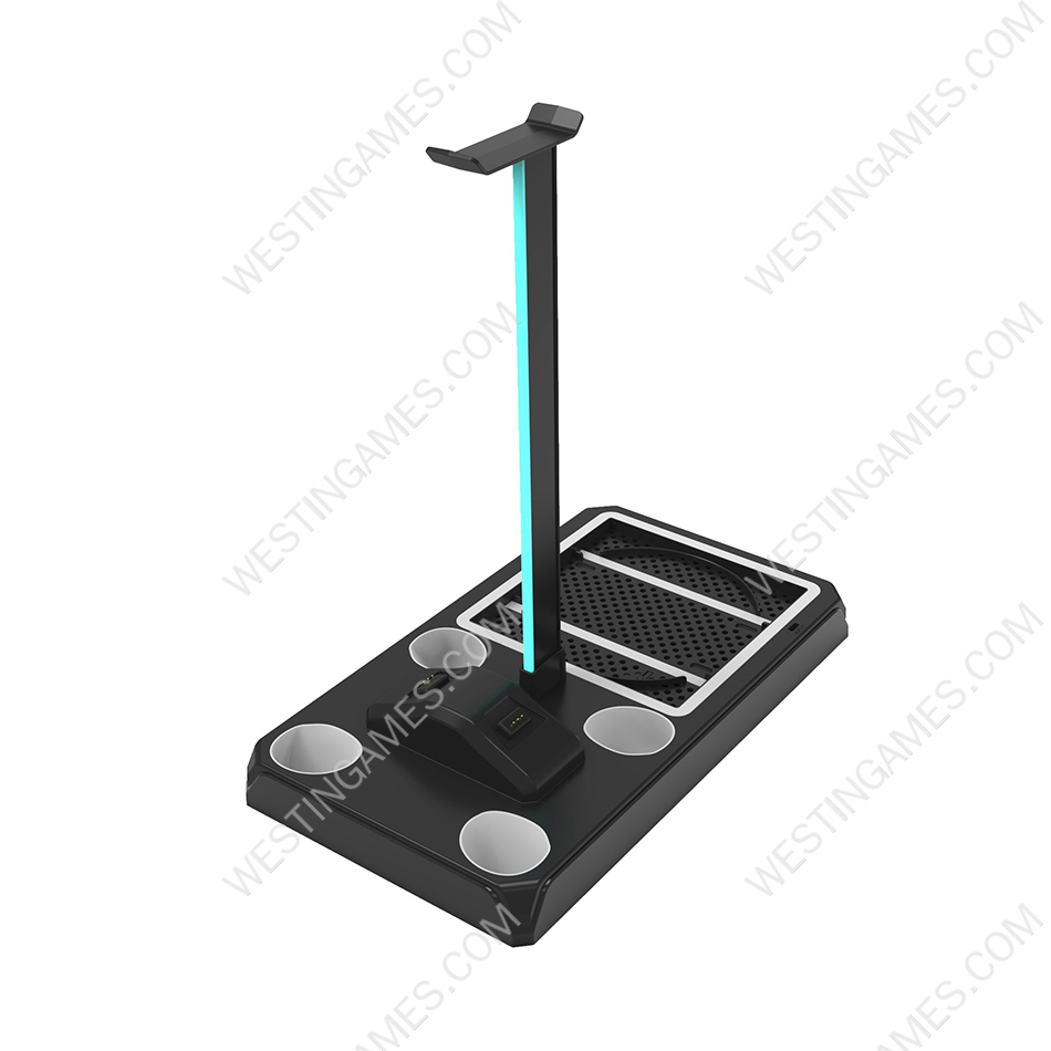 RGB Console Vertical Stand with Controller Charging Dock 1400mAh Battery and Earphone Stand for XBOX Series S X