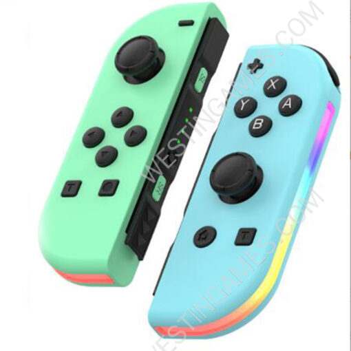 New Wireless Gamepad Left and Right Controller Support Turbo and RGB Light for Switch Joycon - Light Blue and Green