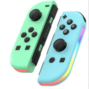 New Wireless Gamepad Left and Right Controller Support Turbo and RGB Light for Switch Joycon - Light Blue and Green