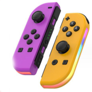 New Wireless Gamepad Left and Right Controller Support Turbo and RGB Light for Switch Joycon - Purple and Yellow