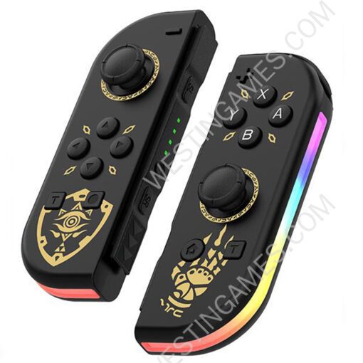 New Wireless Gamepad Left and Right Controller Support Turbo and RGB Light for Switch Joycon - Black Zelda