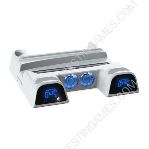 Multi-functional Vertical Cooling Cooler Fan With Charging Dock Disc Storage Bracket Stand TP5-1511 For PS5 White