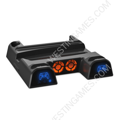 Multi-functional Vertical Cooling Cooler Fan With Charging Dock Disc Storage Bracket Stand TP5-1511 For PS5 Black