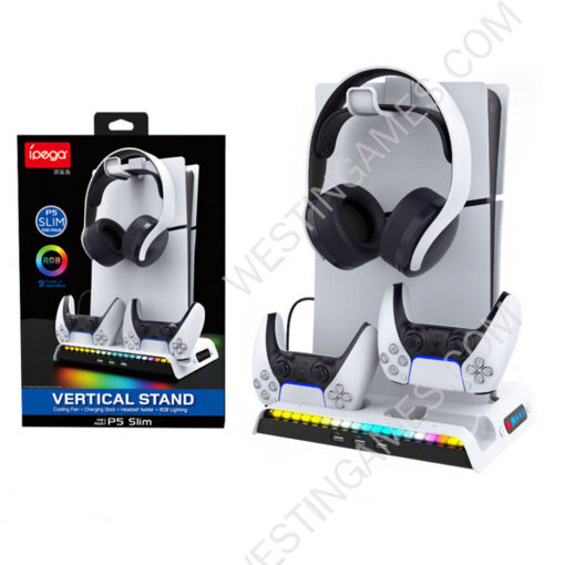 Charging Base Dock Station with Cooling Fan and RGB Light PG-P5S006 For Playstation 5 Slim Disc and Digital Editions