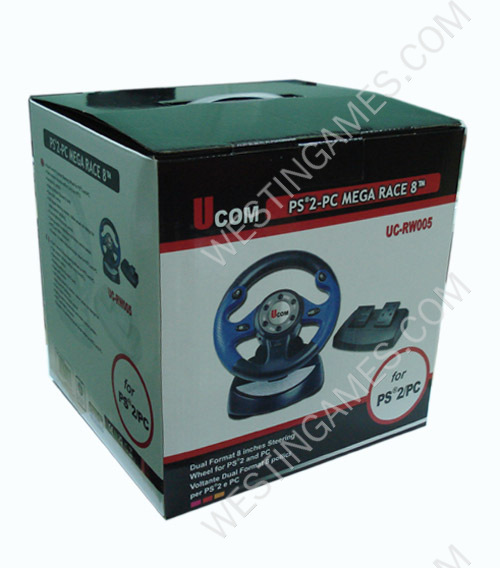 PS2/PC 2合1方向盘(蓝) PS2 to PC Mega Race 8 Wheel(blue)