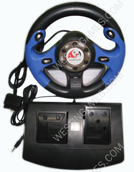 PS2/PC 2合1方向盘(蓝) PS2 to PC Mega Race 8 Wheel(blue) - Image 2