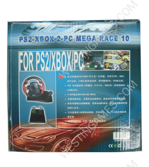 PS2-XBOX-PC 3合1有线方向盘 PS2 to XBOX to PC Mega Race 10 Wheel - Image 4