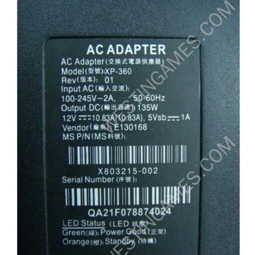 Designer's Black Power Brick Supply Ac Adapter 135W for Microsoft XBOX 360 Slim (US Plug) - Image 3