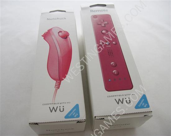 WU Wireless Remote & Nunchuk Controller Joypad Pink With Packing for WII (NEUTRAL)
