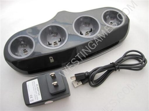 Four Port Charger Charging Stand with USB Cable Black for PS3 Move Controllers (US) - Image 2