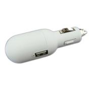 Mini 2 USB Ports Car Charger White for Apple Iphone 4/Ipad/PSP/ PSPgo/3DS/DSill/DSi/DSl/ MP3/MP4